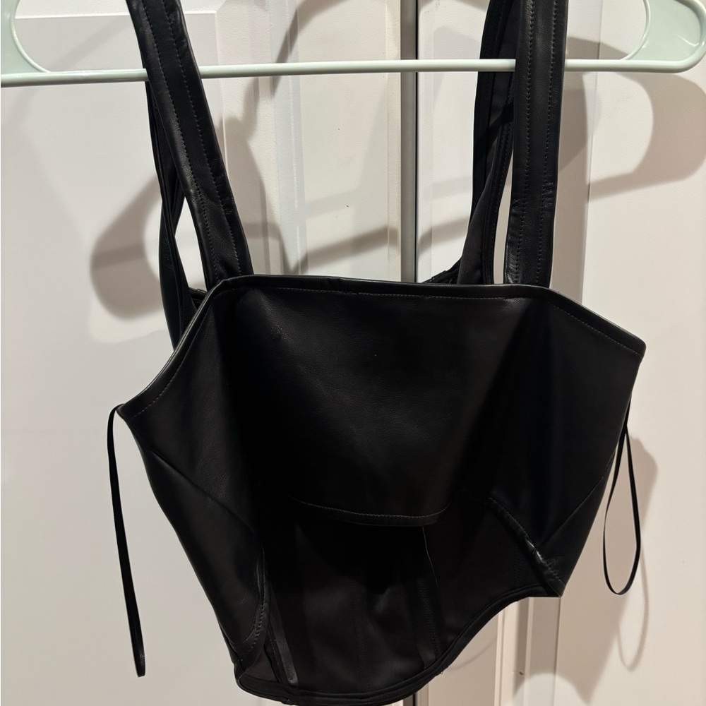 Faux leather crop top
